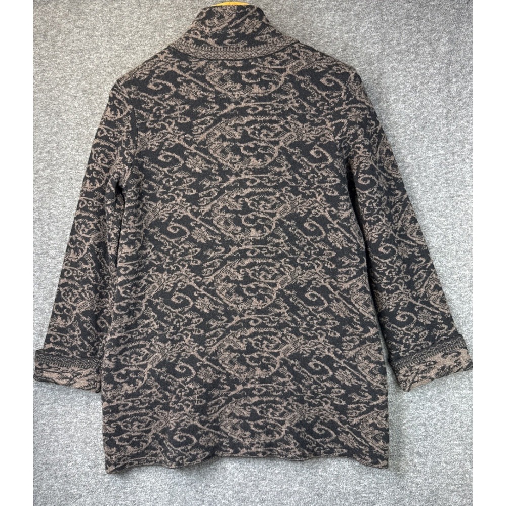 A.IDA Italy Wool Blend Full Zip Damask Cardigan Luxury Sweater Women Size L Aida - Picture 9 of 15